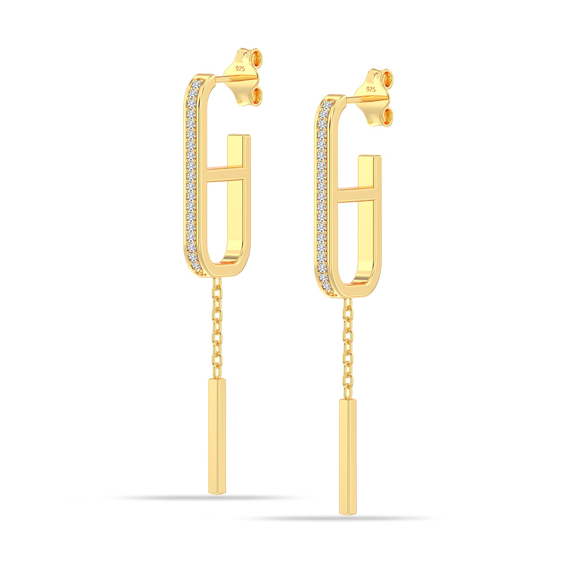 Amazon Brand - Nora Nico 925 Sterling Silver BIS Hallmarked Gold-Plated Ancre Enchainee CZ Dangle Earrings for Women (B09QX4NZLR) Amazon Price History, Amazon Price Tracker