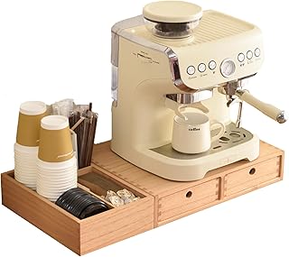KIRIGEN Wood Coffee Station Organizer Coffee Bar Accessories Storage Tea...