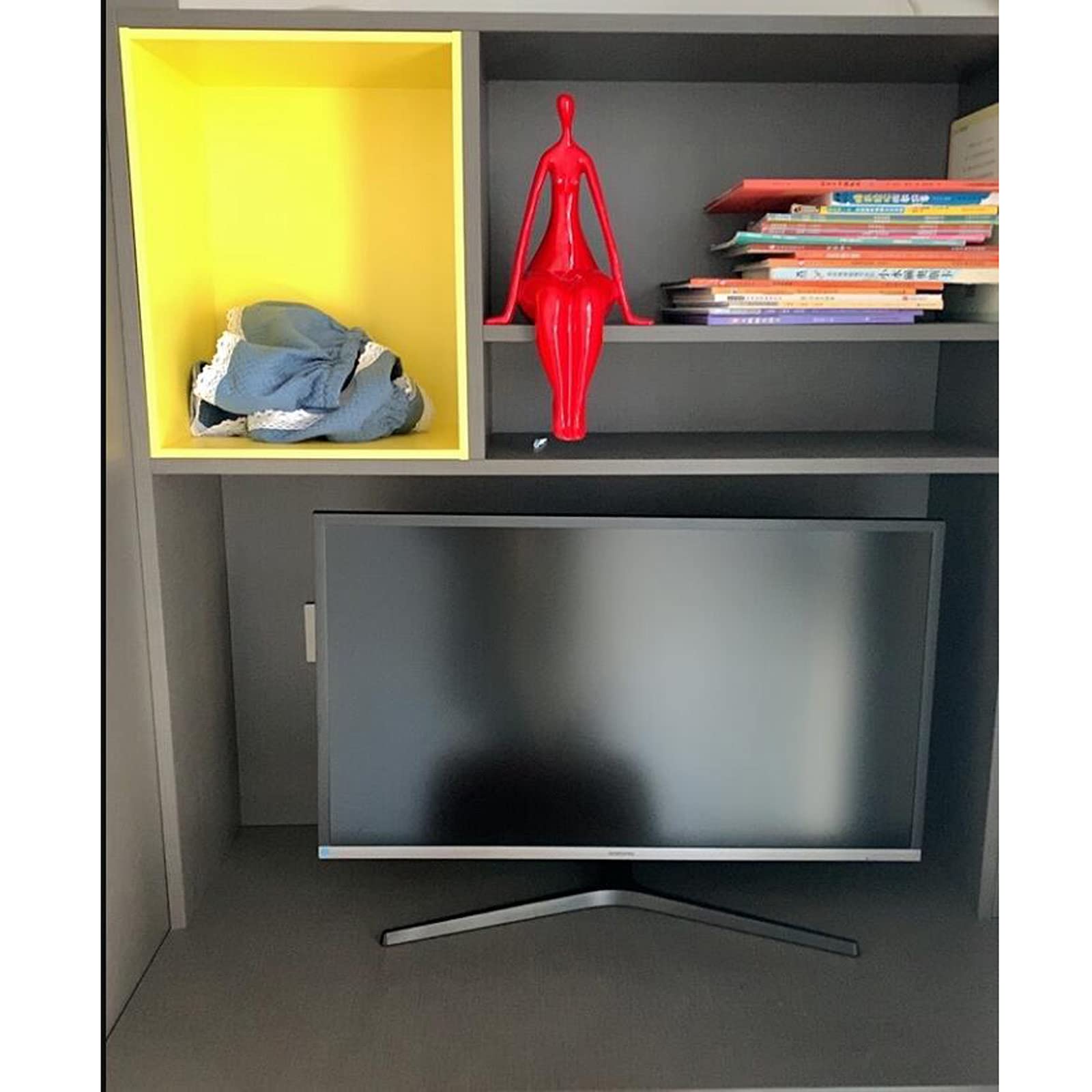 Red Deko Skulptur Dicke Frau Gross,Skulpturen Und Figuren Modern zu einer Frauen geschenk,Abstrakte Kunst Harz Figur Charakter Handarbeit Zubehör Dekoration für Wohnkultur Büro Bücherregal Deko