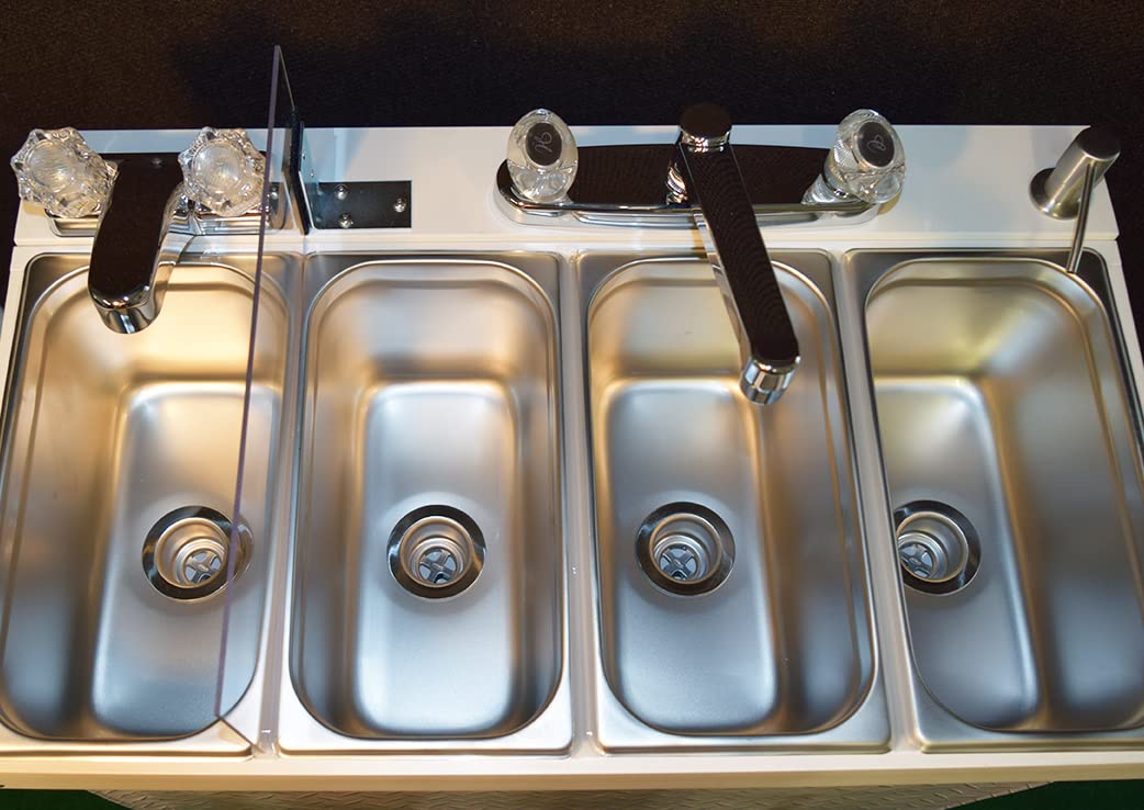 Concession Sinks - Standard Size Electric 3 Compartment with Hot Water for Food Vending Trailer, Hand Wash