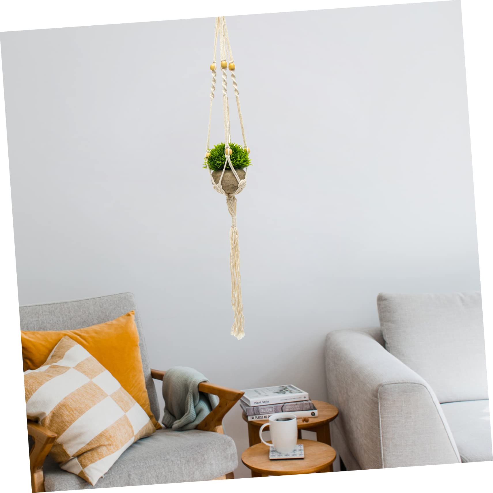HANABASS 4pezzi Appendino per Piante in Macramè per Vasi di Fiori Appendiabiti Decorativo Rete Intrecciata Sospeso Adatto per Interni Balconi Spazi Esterni