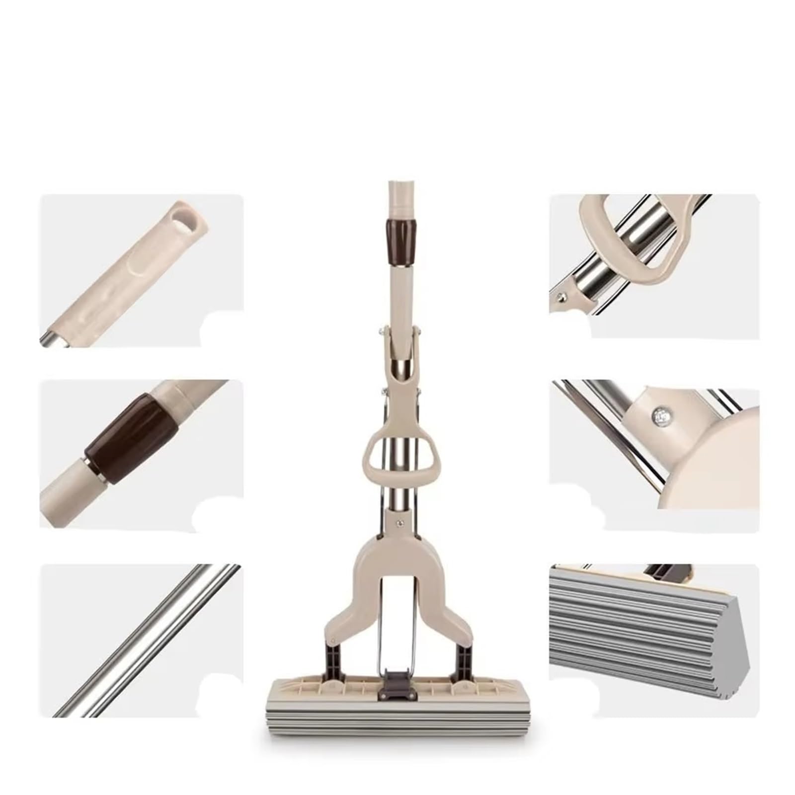 Mopa autodrenante para baldosas de madera, herramienta de limpieza doméstica de 3 cabezales para paredes y techos, diseño giratorio eficaz para un uso fácil