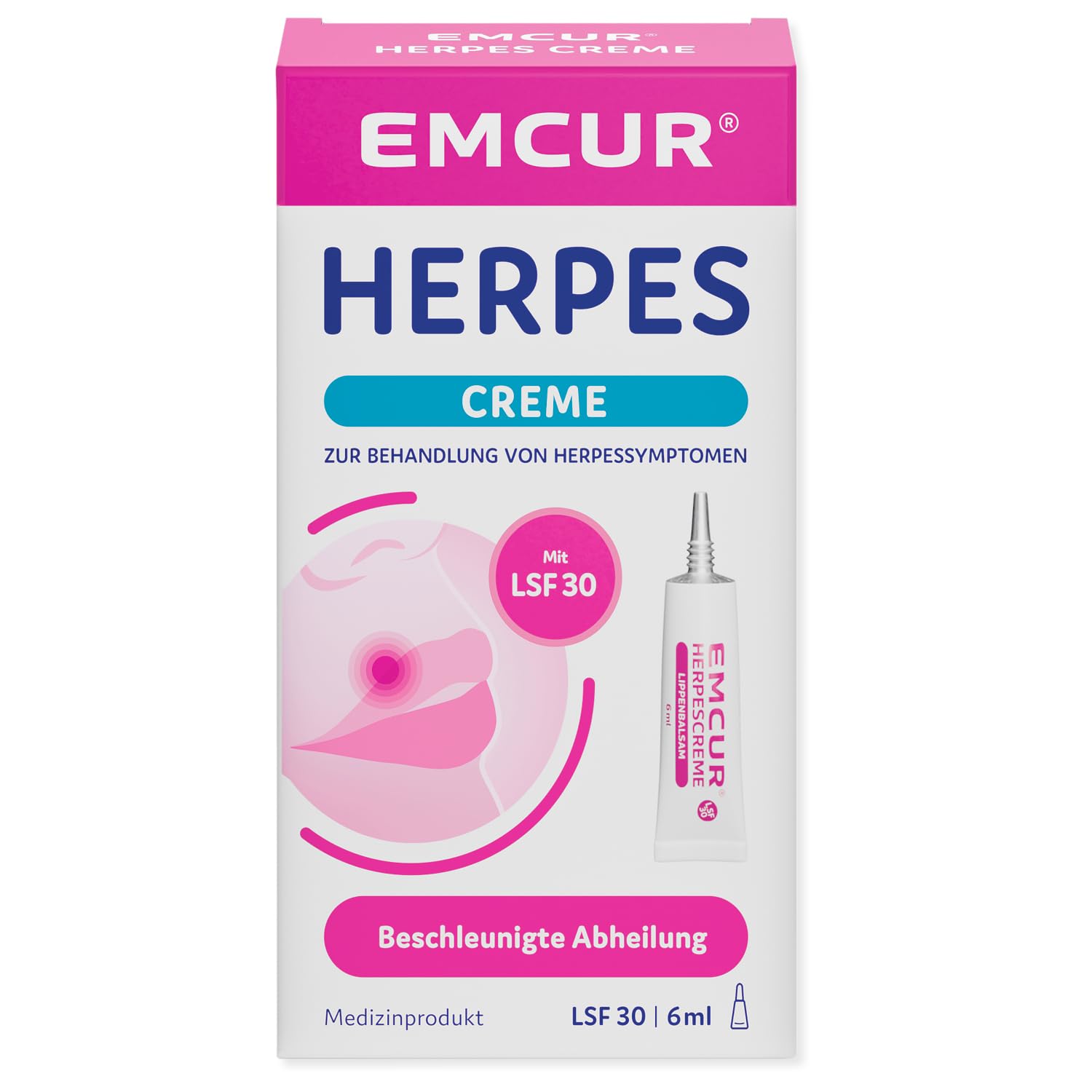 Emcur® Herpescreme mit LSF 30 | gegen Lippenherpes | ab 4 Jahren | mit Sonnenschutz | transparent | 6ml | 1er Pack