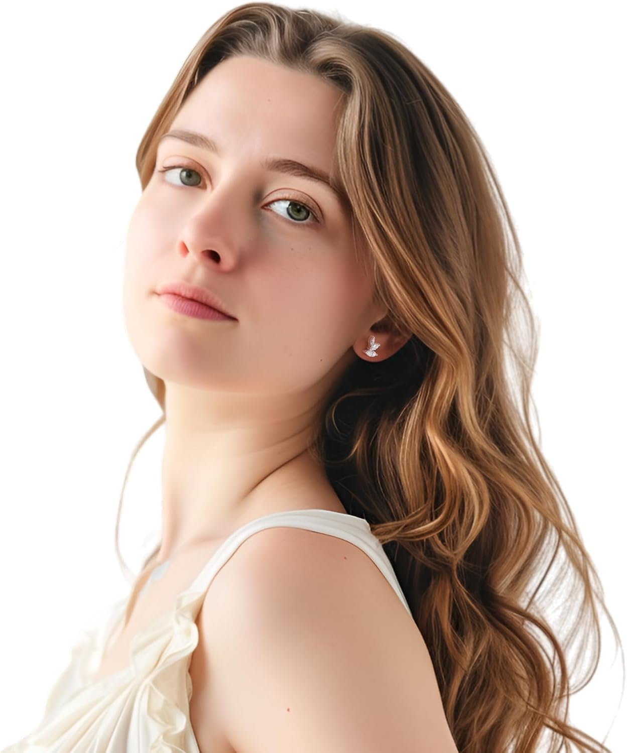 Marquise Moissanite Earrings Angel Wing Studs D Color VVS1 Clear Moissanite Earrings 18K Gold Plated S925 Sterling Silver Friction Back Stud Earrings for Women - Image 7