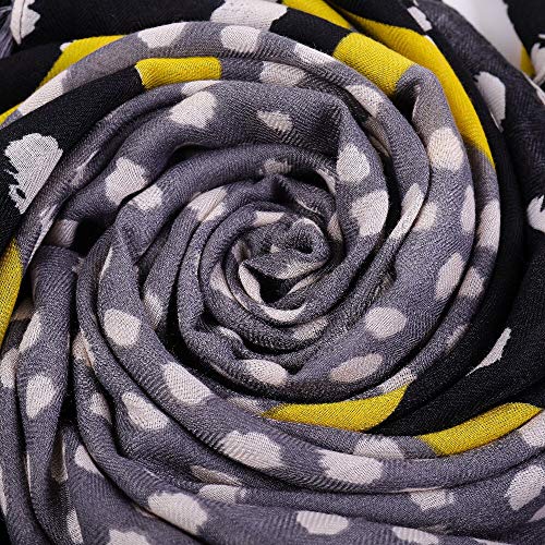 Écharpe châle chaud en coton et lin noir à pois pour femme Vent Nouveau