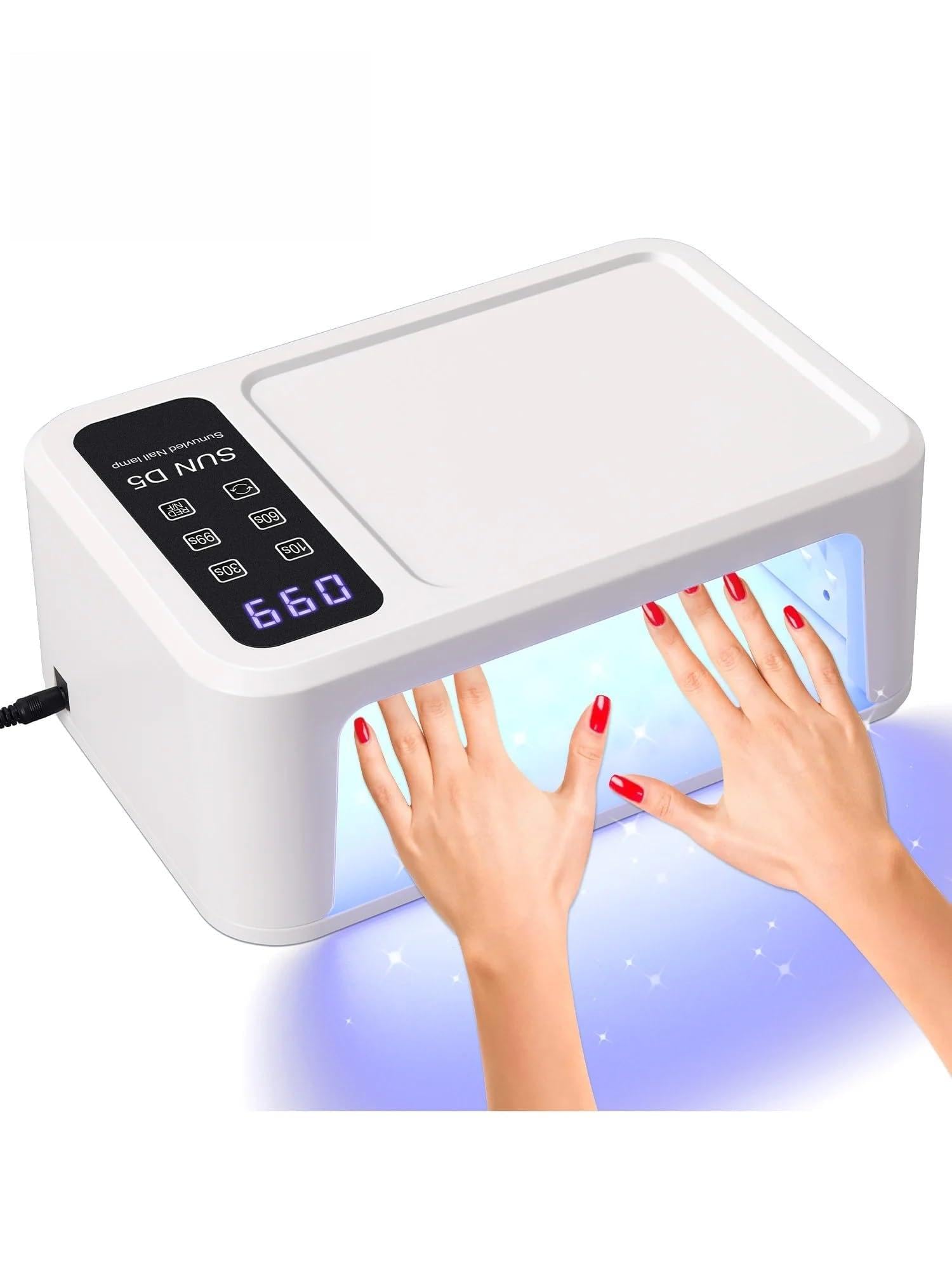 Lampa LED do paznokci, Lampa UV LED do paznokci 480 W, 108 diod, suszarka z trybem światła czerwonego, duża lampa manicure, 4 timery(D5)