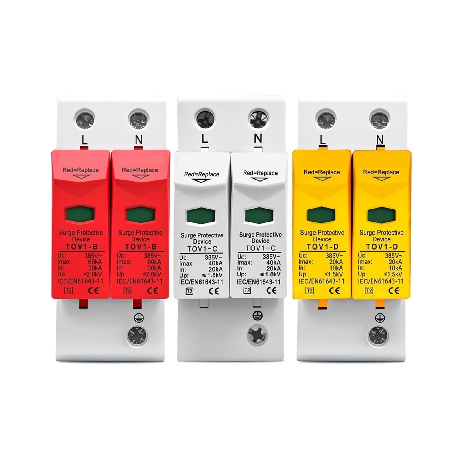 1 szt. AC SPD 2P domowa ochrona przeciwprzepięciowa ochronna ogranicznik niskiego napięcia 10-20 kA 20-40 kA 30-60 kA 275 V 385 V 420 V (AC 2P 275 V, 10-20 kA)