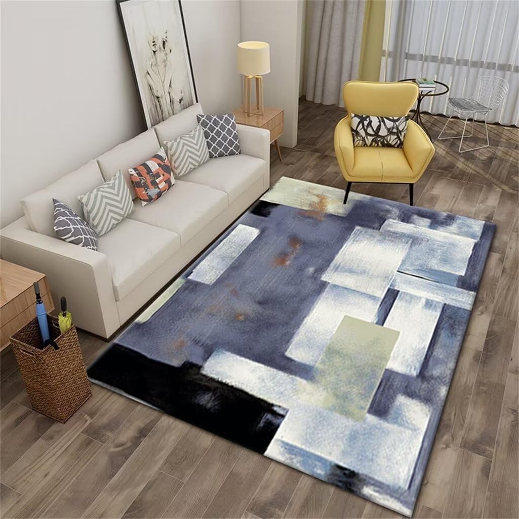 Tapis de chambre garçon bleu rectangulaire 100x200cm pour déco moderne