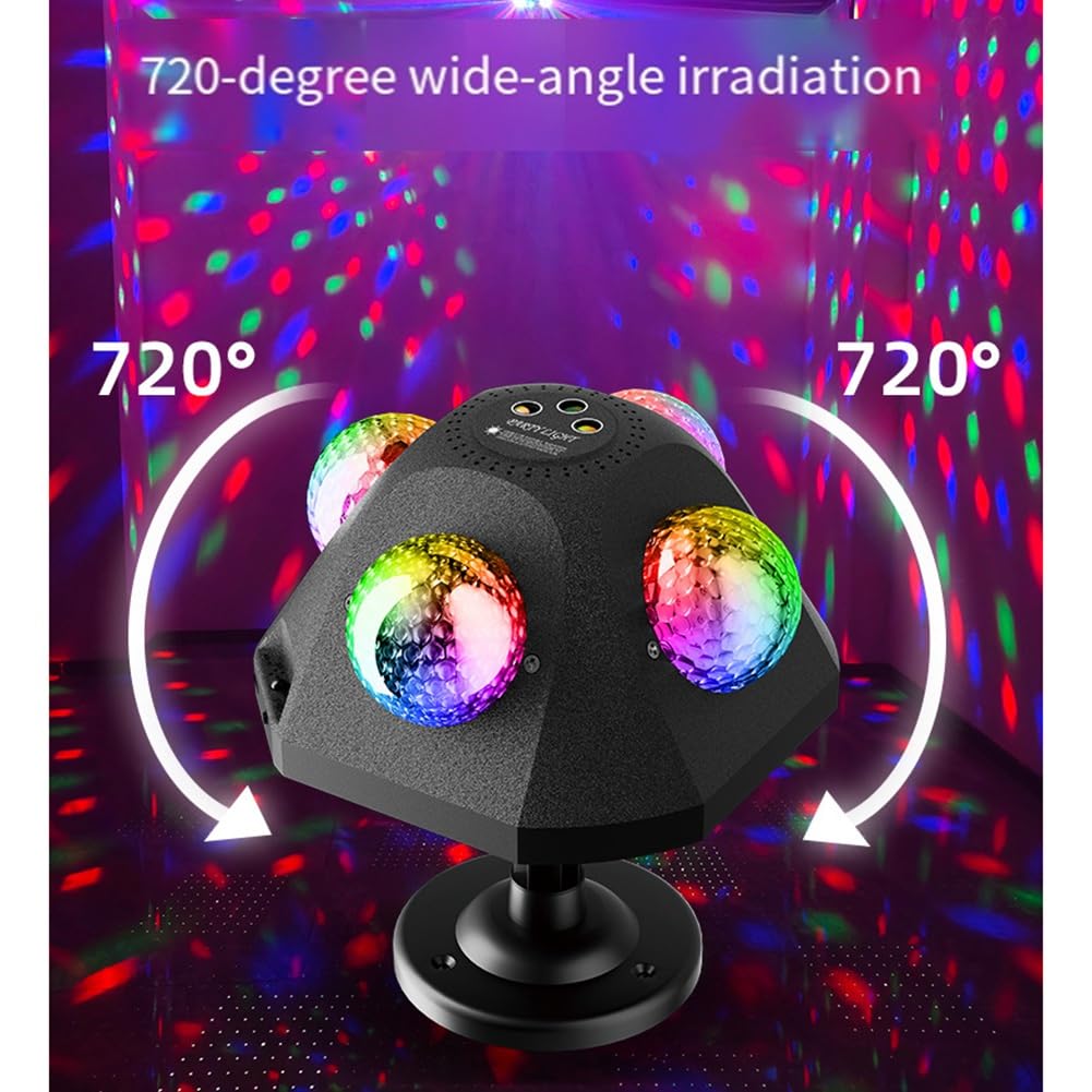 Discokugel-Partylichter für Drinnen und Draußen, DJ-Lichter, Discokugel-Dekoration, Stroboskoplicht für Partys, 4 Discokugeln, Sound, EU-Stecker