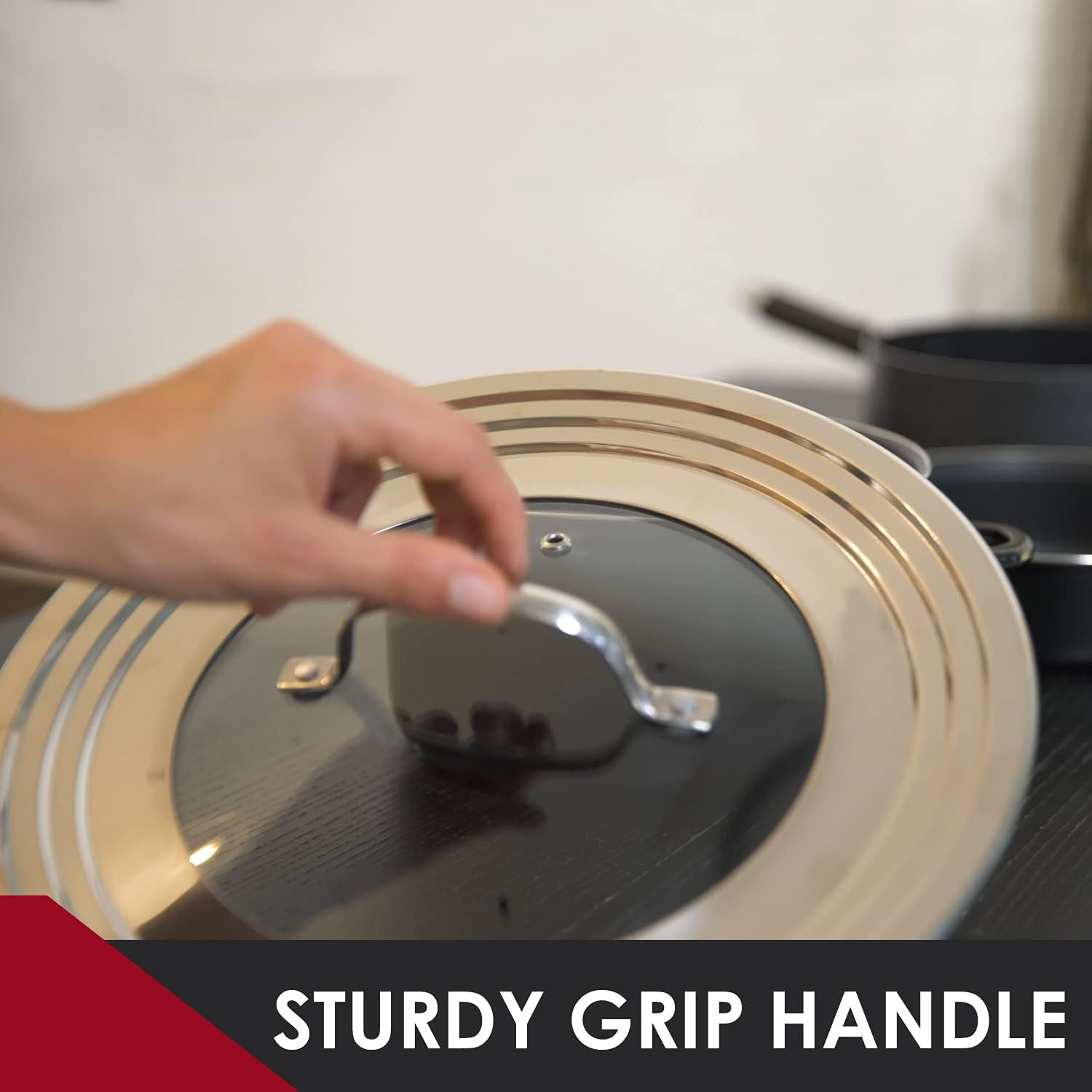 Stainless Steel Universal Lid for Pots, Pans and Skillets - Fits 7" to 12" Pot and Pans - Tempered Glass with Stainless Steel Rim Replacement Frying Pan Cover and Cast Iron Skillet Lid - Image 9