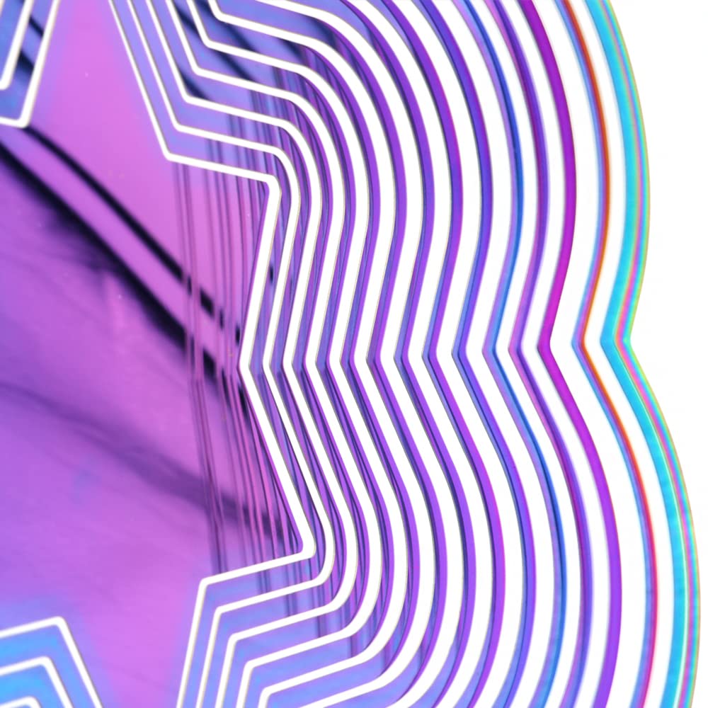 Tiardey 3D Metal Wind Spinner Rotating Flowing-Light Effect Design Wind Chimes Home Garden Decoration Outdoor Gift Shiny - Color Six-Pointed Star - Image 3