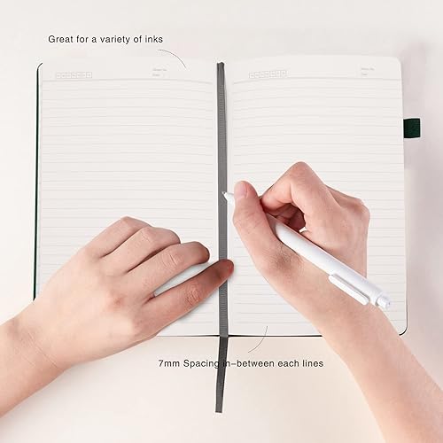 Miniatura 5 de Deziliao Cuadernos forrados con lazo para bolígrafo, cuaderno de tapa dura para el trabajo, papel grueso de alta calidad de 3.53ozm con bolsillo