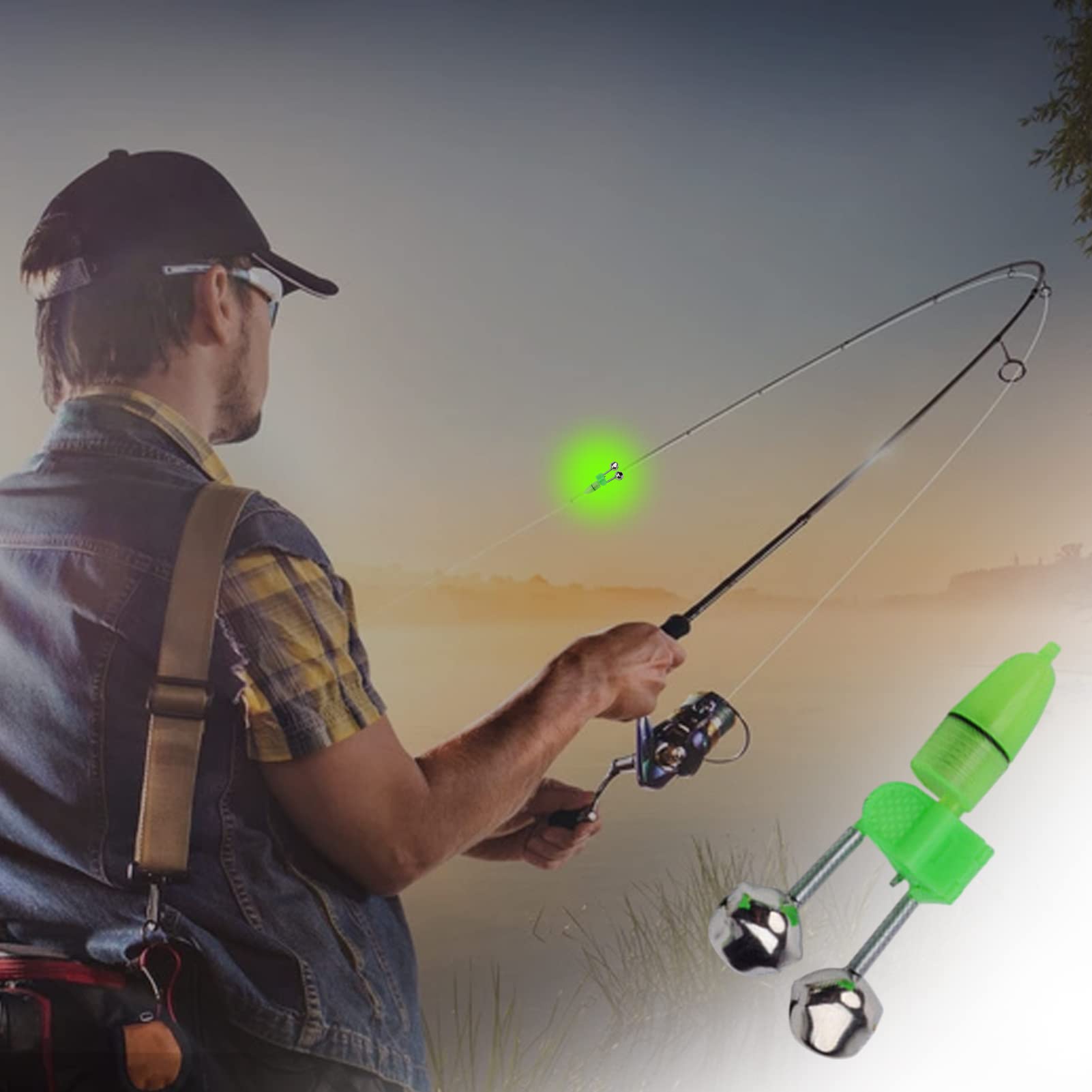 Lot De 5 Détecteurs De Touche LED 2-en-1 – Clip, Alerte Lumineuse Rouge/vert, Pêche De Nuit, Mouvement, Base Double