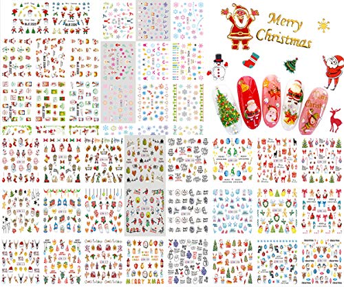 47 Sheets Christmas Nail Art Stickers, Water Transfer Fall Nail Decals for Women Girls Kids Nail Salon and Party Supplies