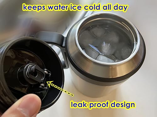 Miniatura 6 de CIVAGO Botella de agua aislada de 50 onzas con asa y popote, botella de agua deportiva de metal grande, taza de acero inoxidable con tapa, color