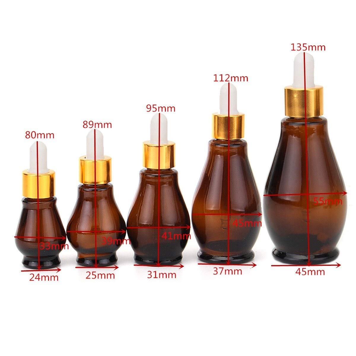 5pcs Kürbis-förmigen Braunglas Tropfflasche mit Augen Pipette 10/20/30/50/100 ml Aroma Esstenial Öl kosmetischer Behälter (Specifications : 100ml 5 Pieces)