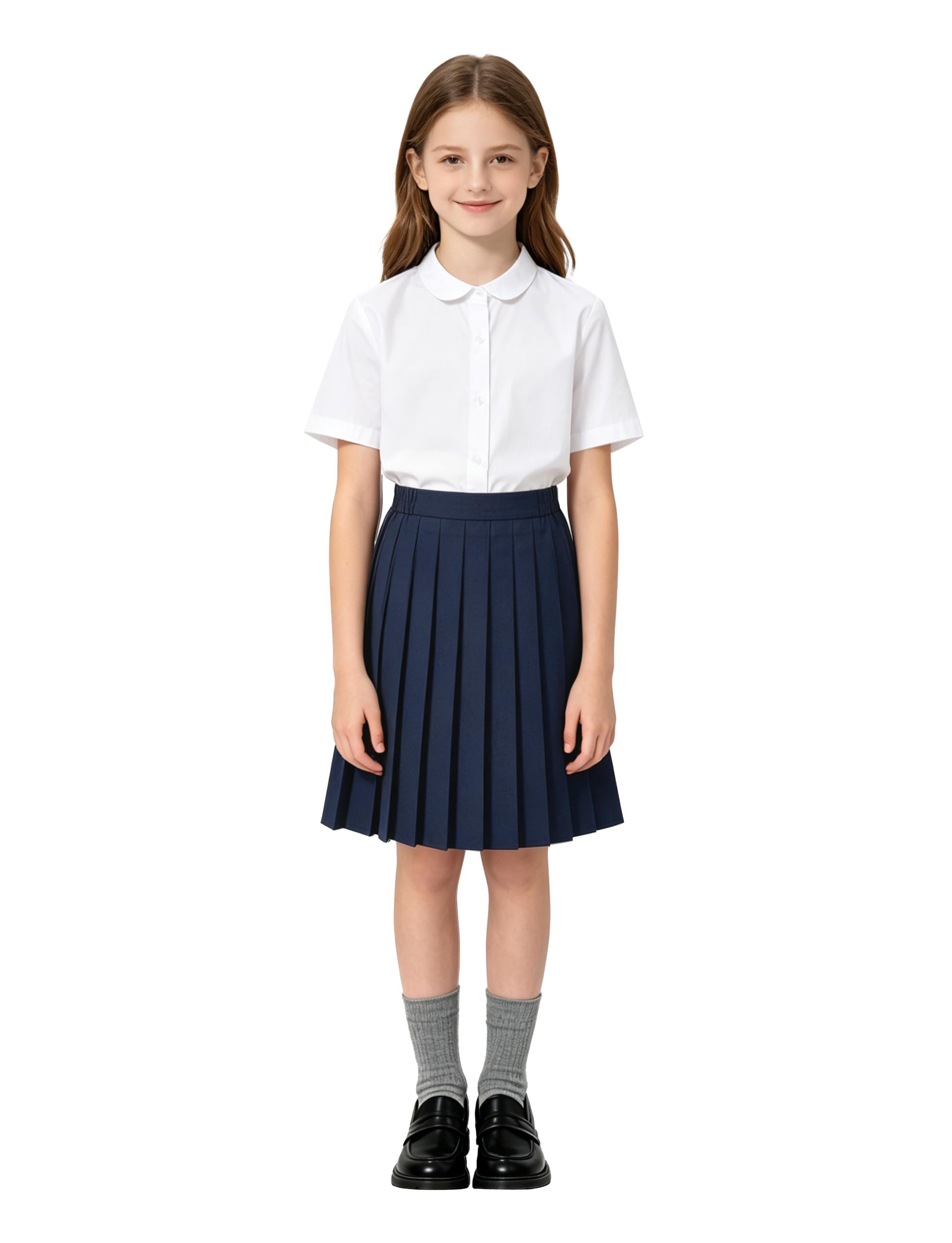 LOLANTA Plissierter Schulrock für Mädchen, A-Linie, knielang, Uniformrock mit elastischer Taille, 8–13 Jahre