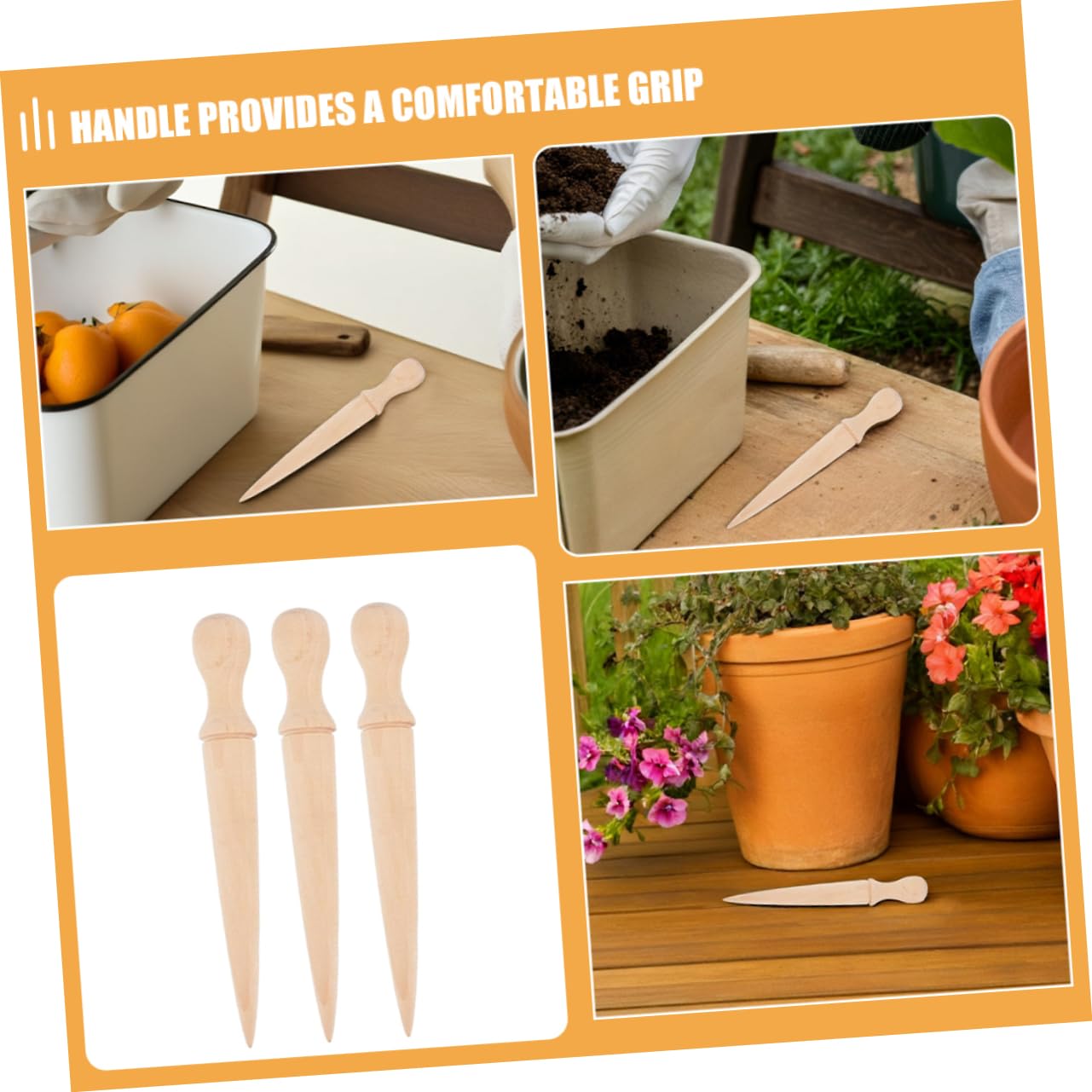 Hemobllo Kit de 6 Herramientas de Plantación de Madera Mango para Jardinería, Excavadora Fácil de Limpiar y Versátil para Plantar y Excavar Tierra