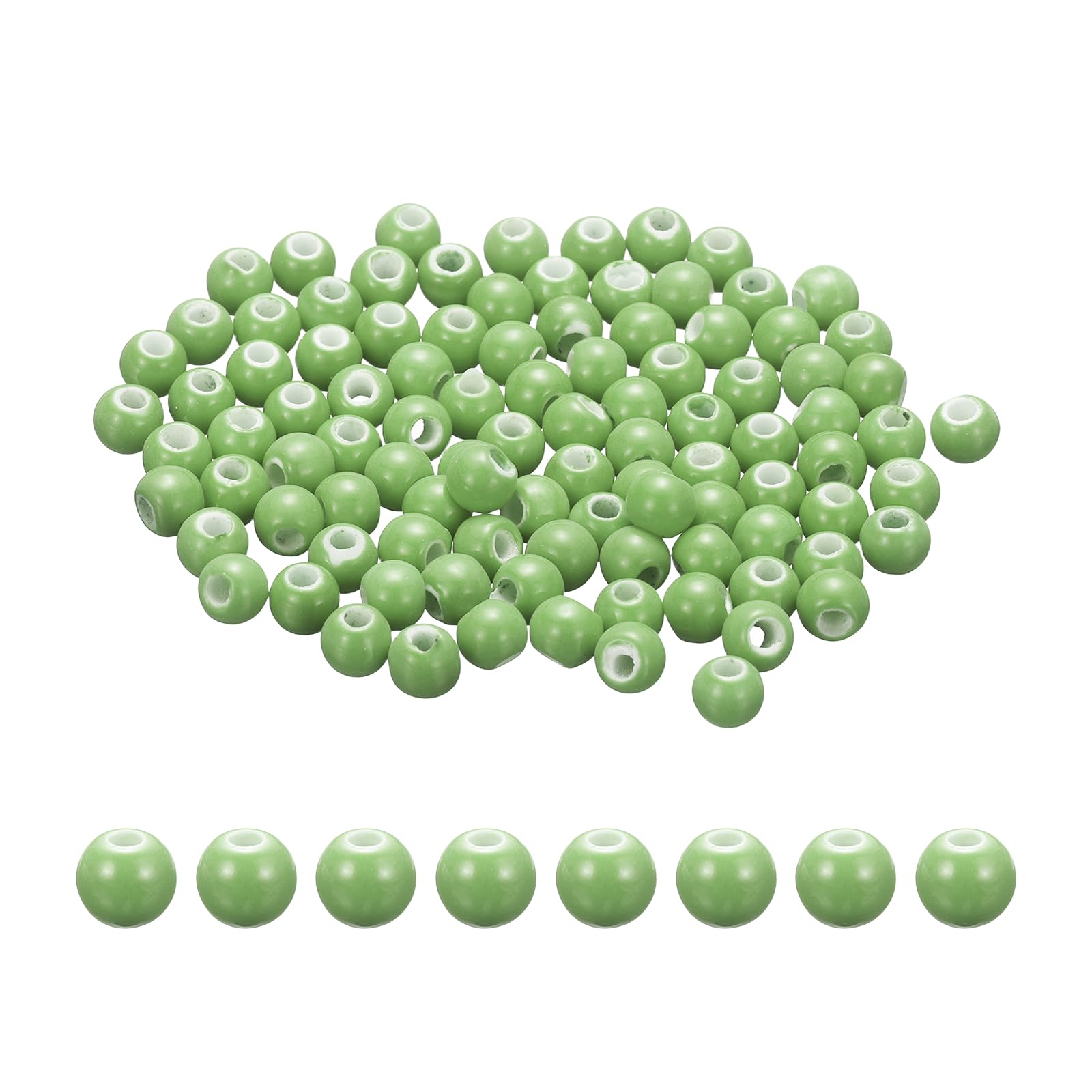 PATIKIL 100 Pcs Porcelain Beads, 6 mm Round Ceramic Handmade Spacer Loose Beads for Bracelet Necklace Earring Jewelry Making DIY Crafts, Fruit Green