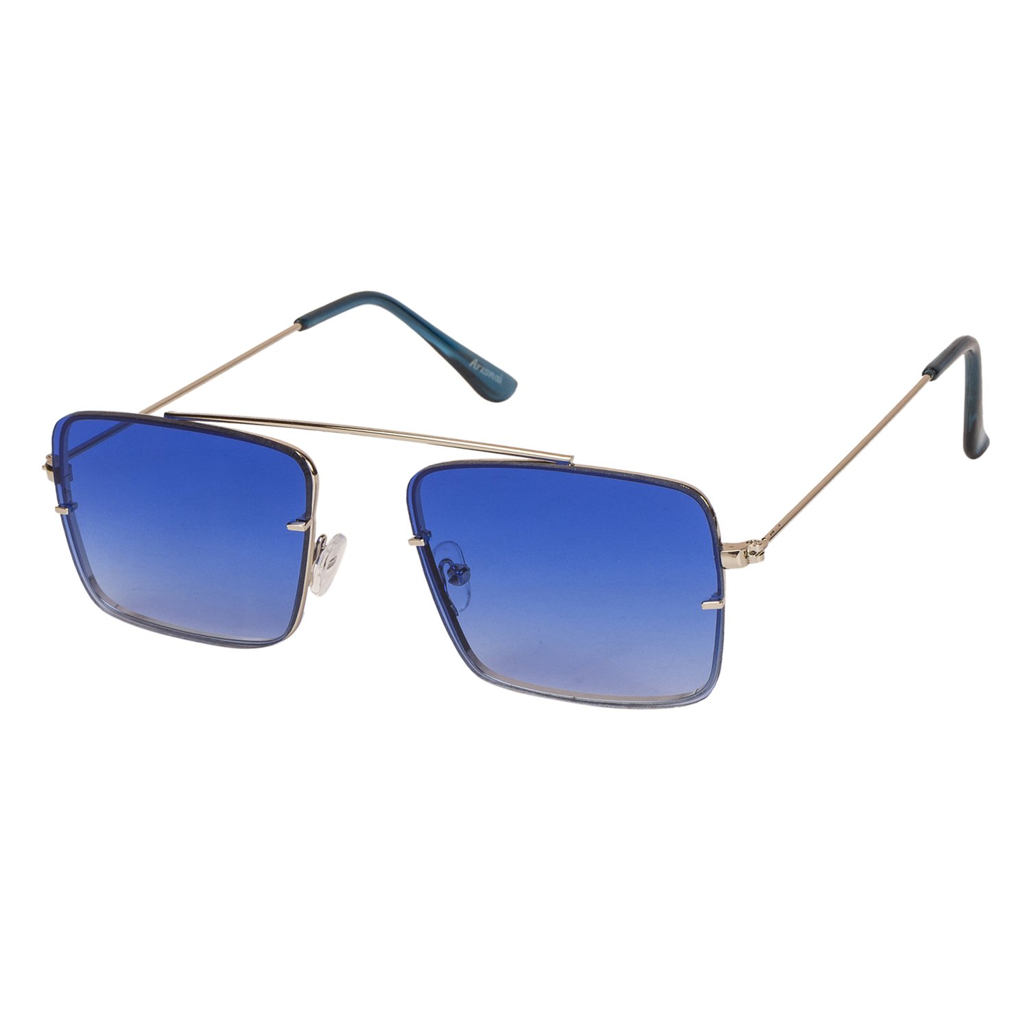 Raees Rectangle Shape Silver-Blue Mirrored UV Protection Sunglasses For Men [MA-9999-S10 ]