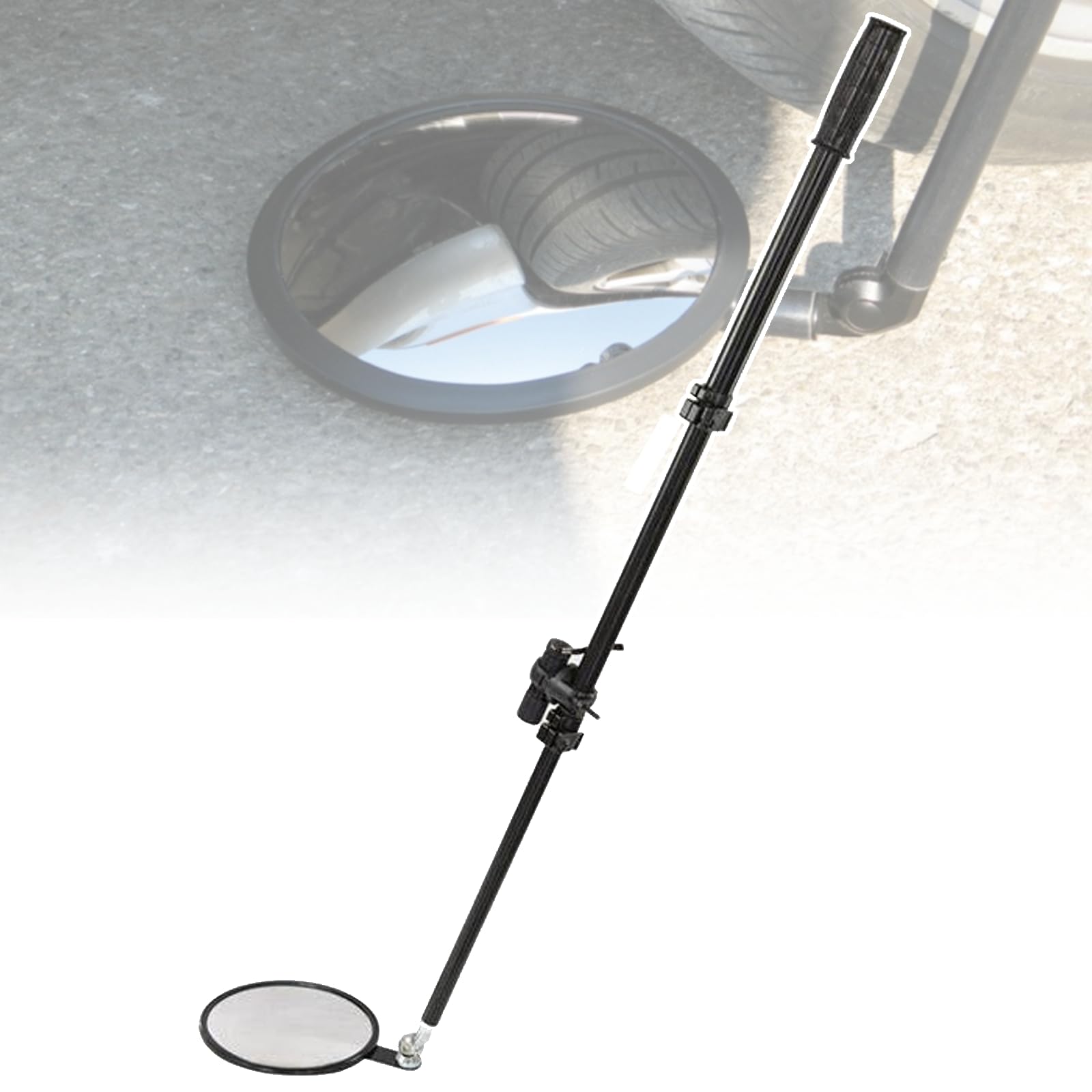 Espejo de inspección de Seguridad Debajo del vehículo de 12 Pulgadas, Reflector Convexo acrílico con Mango telescópico (47,2 Pulgadas), Linterna LED y Bolsa de Almacenamiento Especial