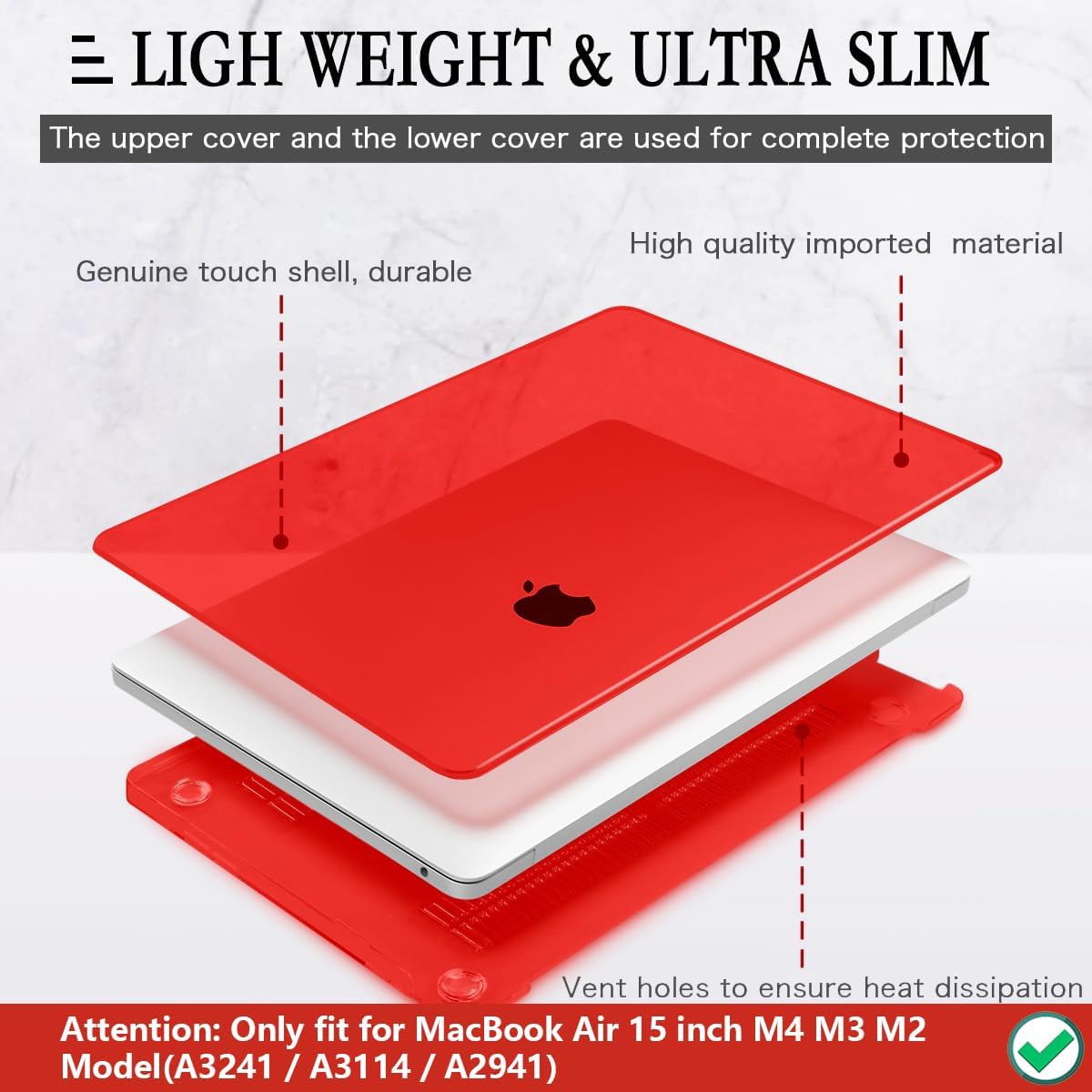 CISSOOK Case for MacBook Air 15 inch M2 M3 M4 M5 2023 2024 2025 2026 Red image 4