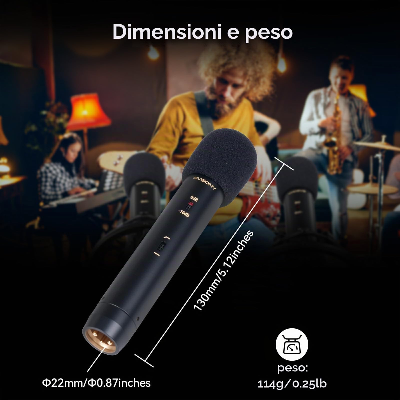 SVBONY SVMic M1 Microfono Dinamico Cardioide per Registrazione Strumenti | Kit Microfono a Condensatore Stereo Professionale con Attenuazione 10dB, XLR a 3 pin, Filtro Passa-Basso 100Hz&SNR 78dB