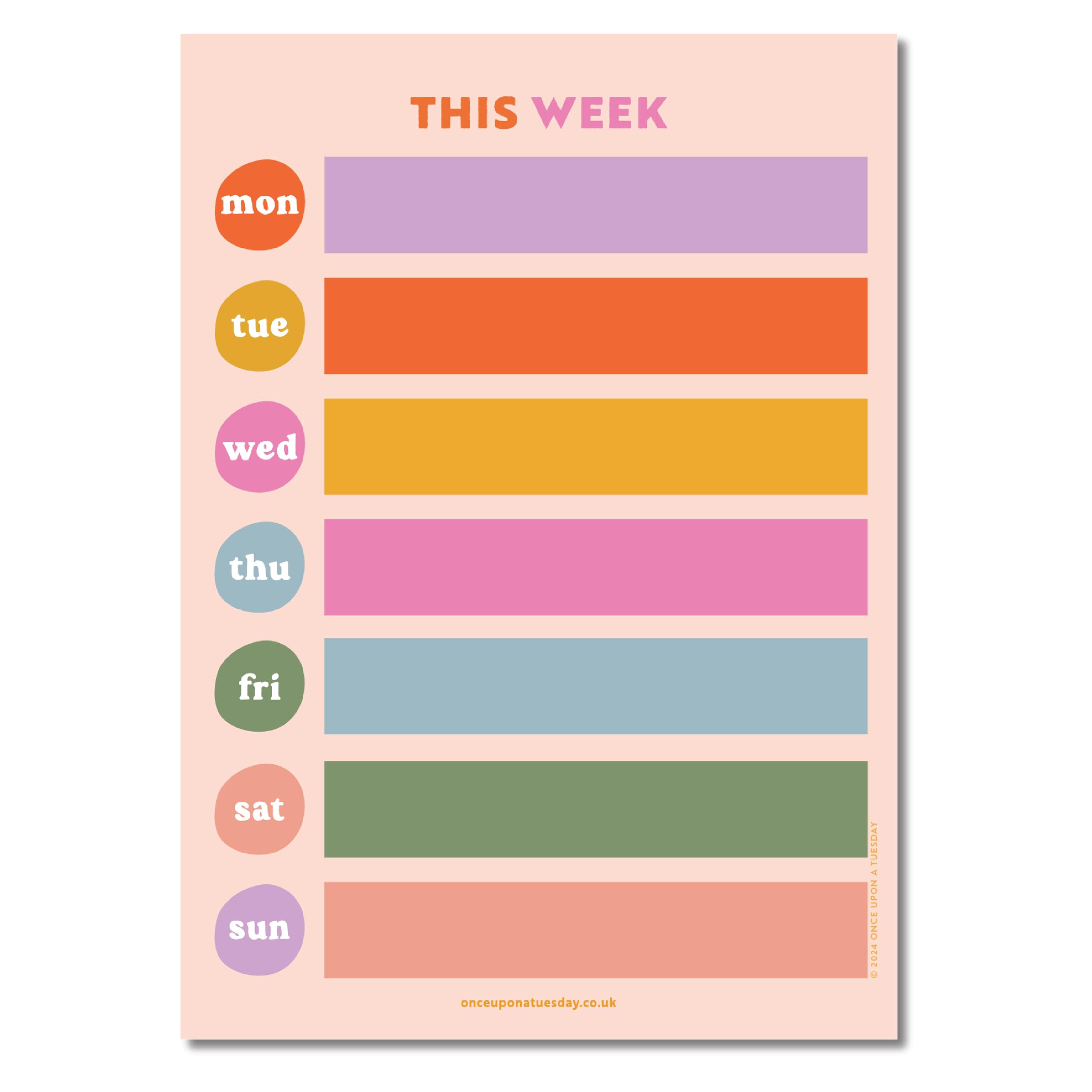 Good Tuesday - A4 Weekly Magnetic Planner - Fridge Magnet Planner in Colour Block Design - Ideal for Meal Plans, Chores & Family Use with an Easy WIpe Laminated Surface, Designed & Made in the UK