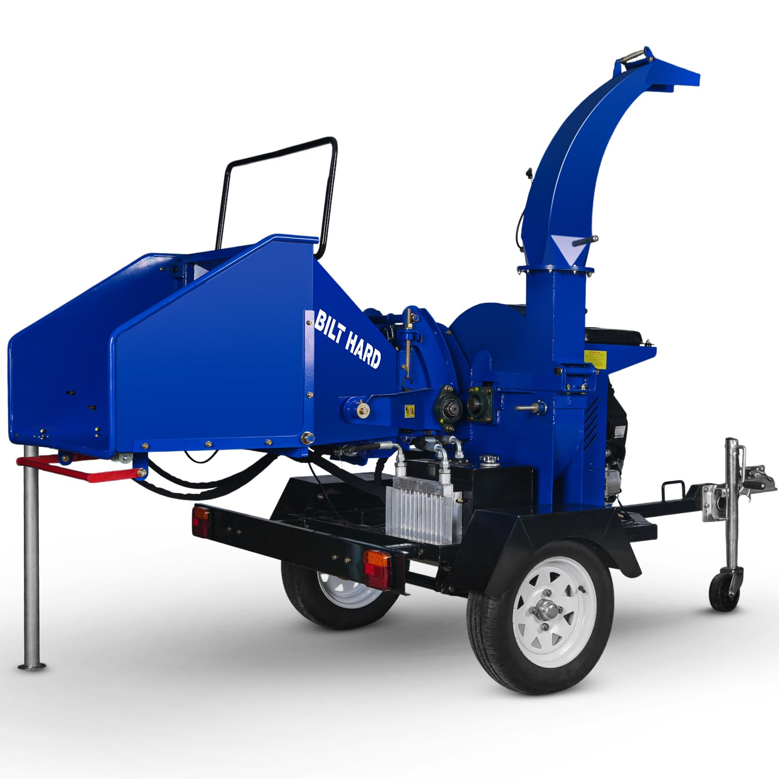 BILT HARD 8 Inch 764cc 25HP E-Start Gas Powered Hydraulic Feeding Wood Chipper, Towable Branch Shredder Mulcher with Tow Bar, Emergency Stop Bar and Tail Light