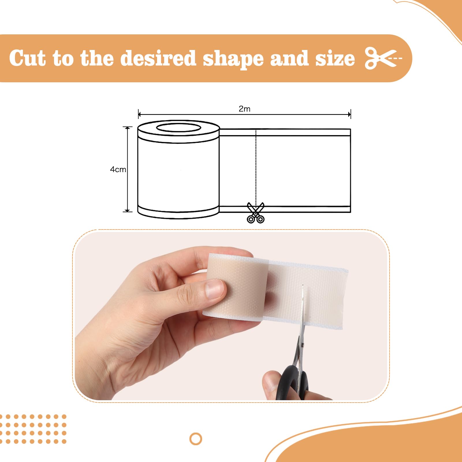 Pansement Cicatriciel Transparent et Réutilisable - 40 cm x 2 m - Pour Cicatrices Post-Opératoires, Chéloïdes et Hypertrophiques - Invisible, Confortable et Ajustable(transparent)