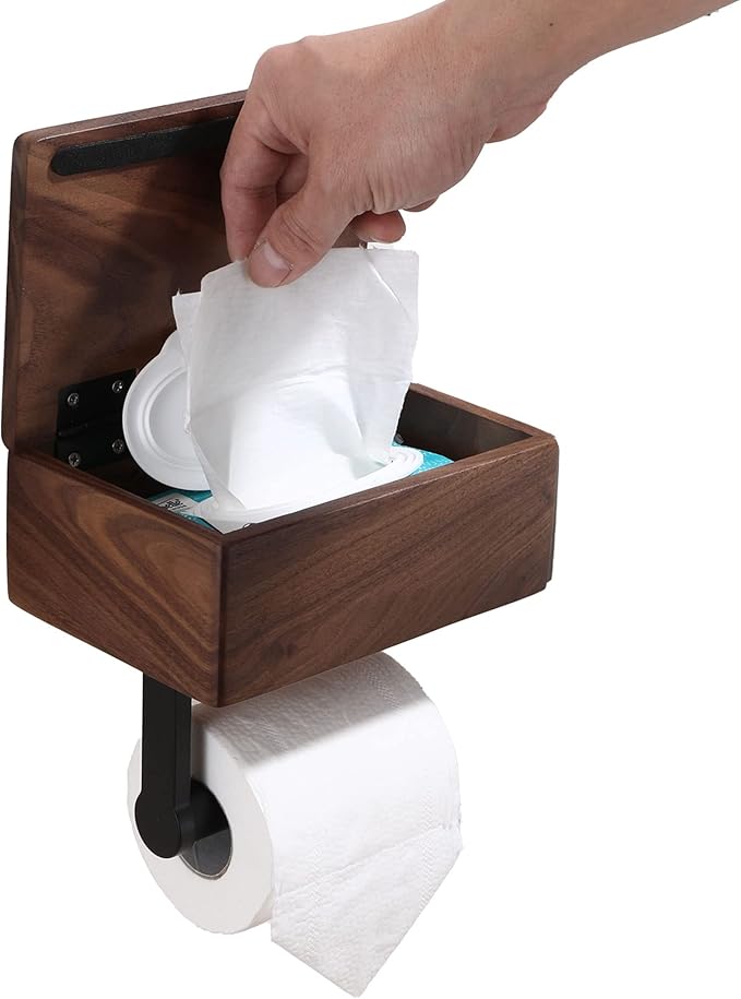 Day Moon Designs Toilet Paper Holder with Shelf and Storage Toilet Paper and Wipes