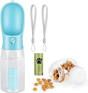 Zivacate Dog Drinking Bottle 600 ml Multifunctional Portable Dog Drinking Bottle for On the Go with 100 g Food Container and Waste Bag Dispenser for Puppies and Cats Travel Accessories Water Dispenser product image