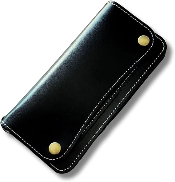 かみなか品　栃木レザー　黒　スマートトラッカーウォレット トラッカーウォレット 茶芯 栃木レザー – BACKORDER