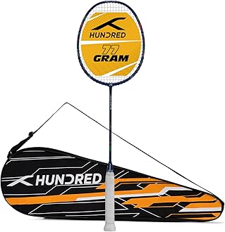 Carbon Fibre Energy Burst 18 Strung Badminton Racket with Full Cover (Navy, 77 G)