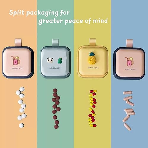 Miniatura 2 de Dispensador de píldoras, diseño bonito, caja dispensadora portátil, sellada y a prueba de humedad, 2.75 x 3.34 pulgadas (amarillo)