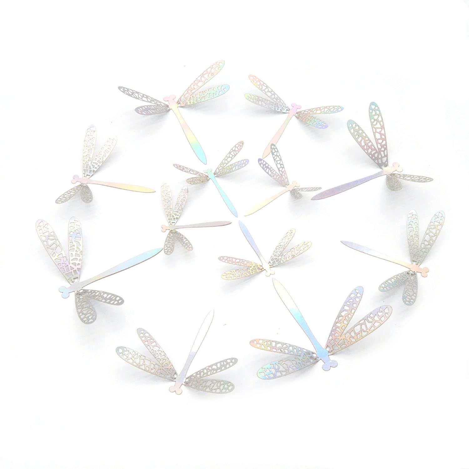 Qidie60 Pieces 3D Dragonfly Wall Decor Dragonfly Wall Art Decoration Dragonfly Wall Decals Stickers for Nursery Classroom Party Cake Decorating (Silver)