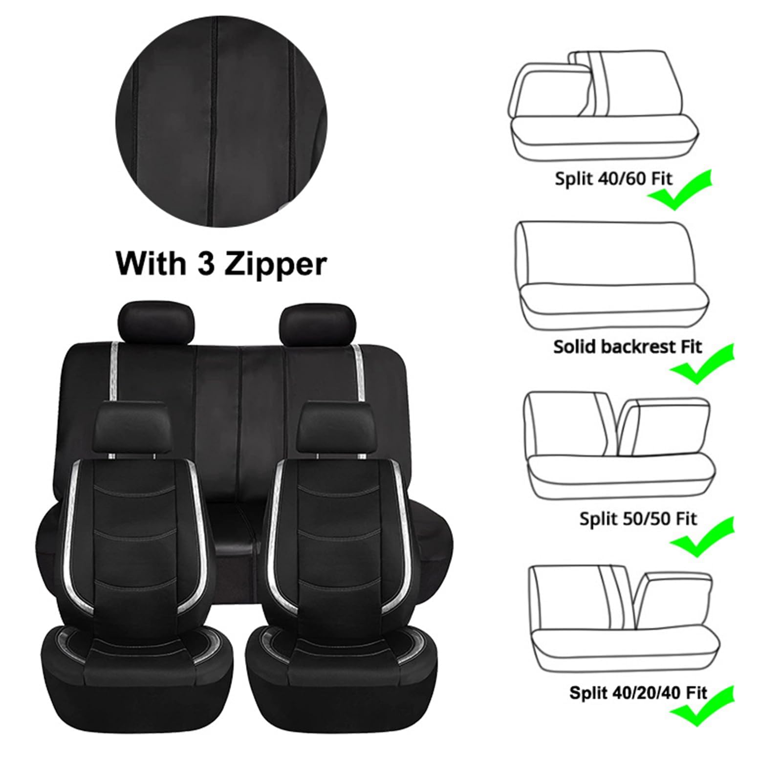 Ensemble De Housses Siège Auto,pour Opel Corsa F 2019-2023 Confortable Antidérapants Et Respirant Quatre Saisons Protection Couvre,C