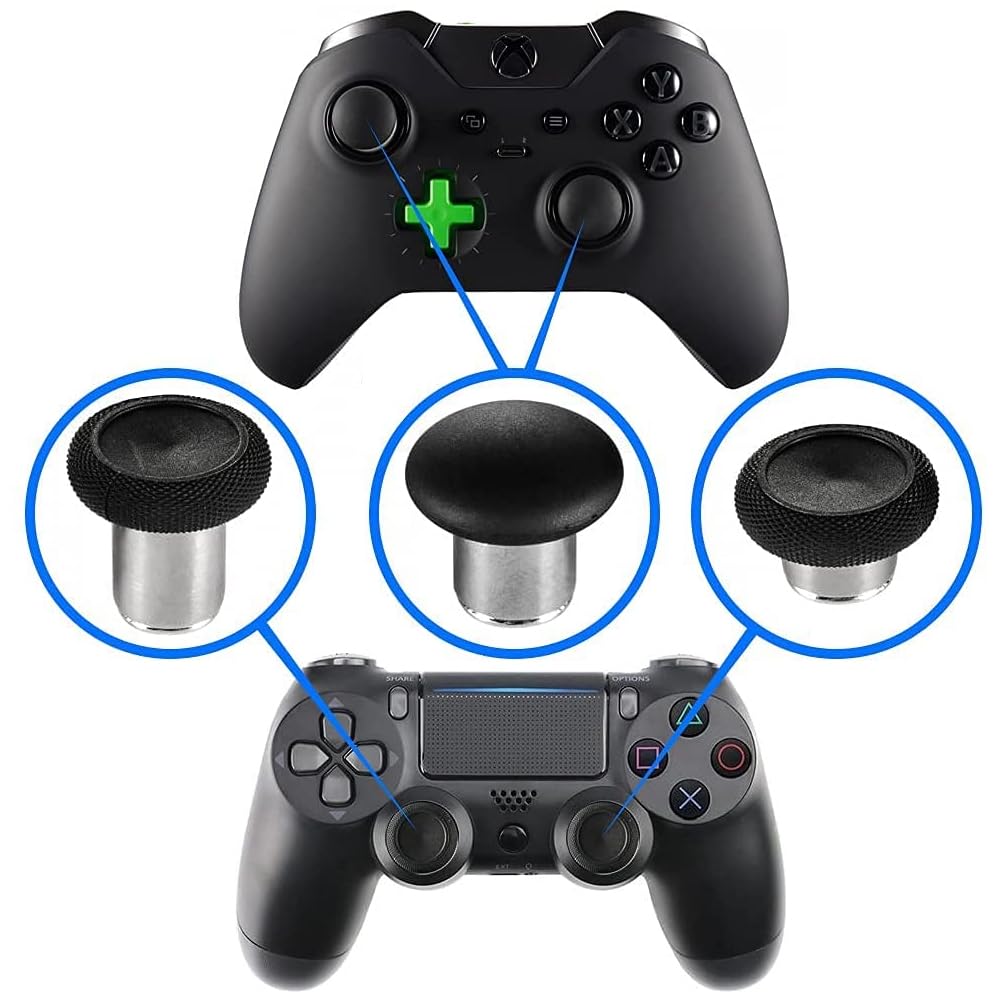 MMOBIEL 8 w 1 magnetyczne metalowe pałeczki, analogowe joysticki, maksymalny uchwyt, kompatybilny z PS4, Slim, Pro Dualshock, XBOX One, One Elite, One S, czarny, w zestawie (+) i