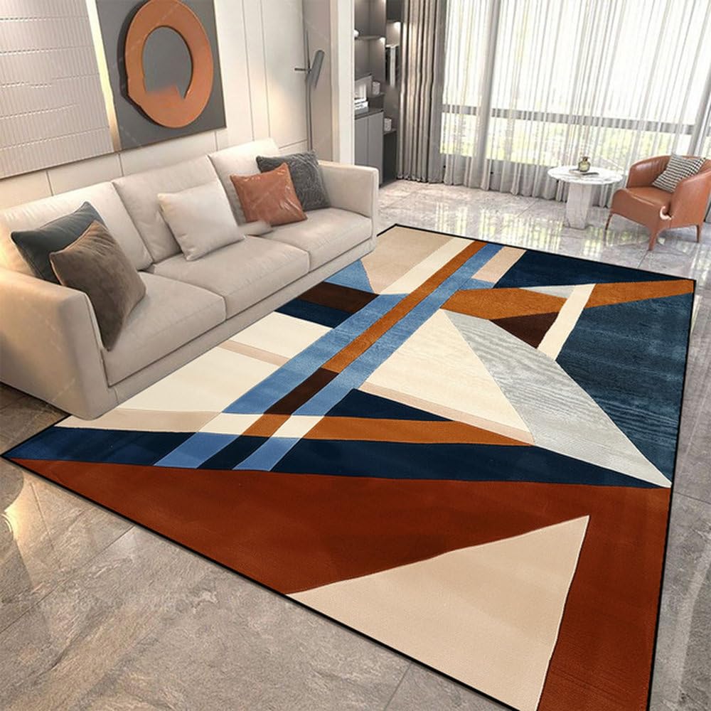 Tapis géométrique moderne salon grand tapis de sol doux JH018