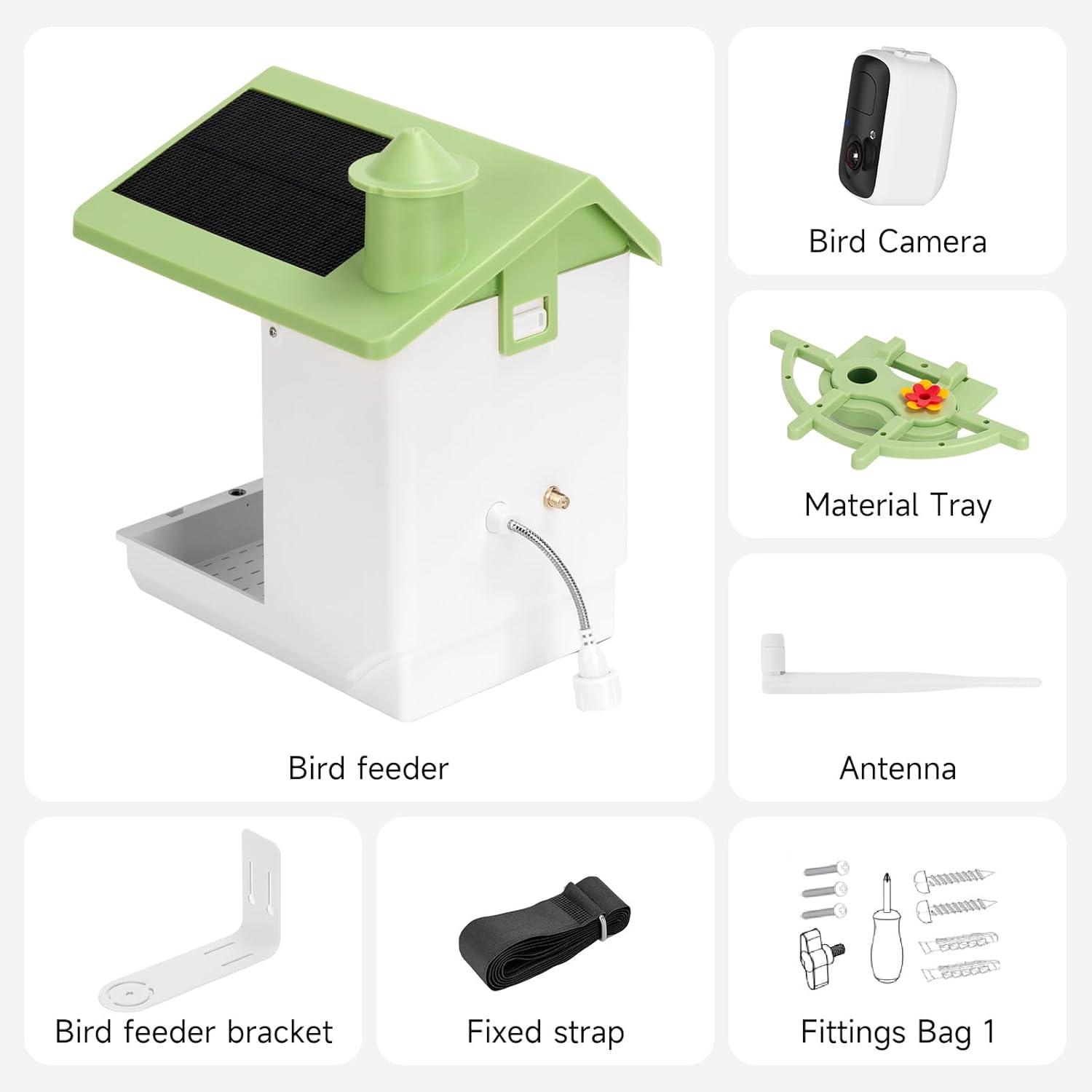 Smart Bird Feeder with Camera Solar Powered, 2K HD Night Vision 150° Wide View, AI Identify 11000+ Bird Species, 5200mAh Battery IP65 Waterproof, Instant Alerts Cloud Storage for Bird Lovers