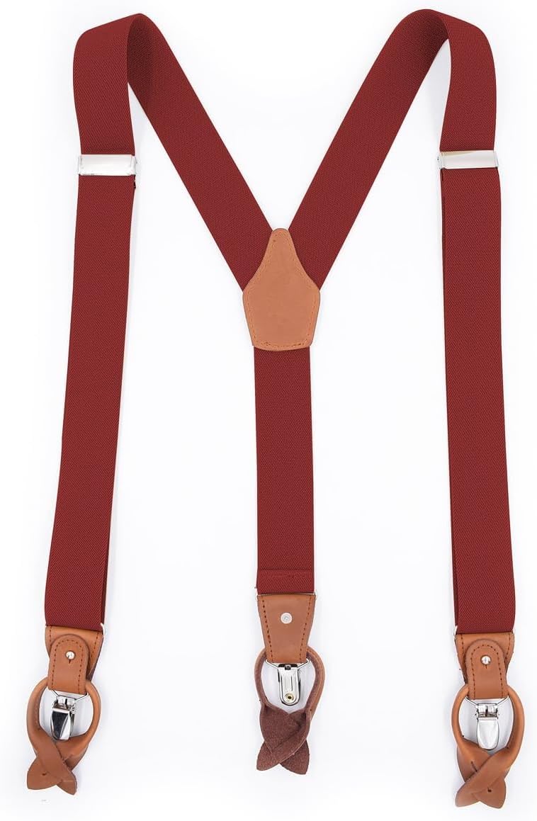 Men's suspenders, Men's 6-clip button adult suspenders Brown casual with pantsuits