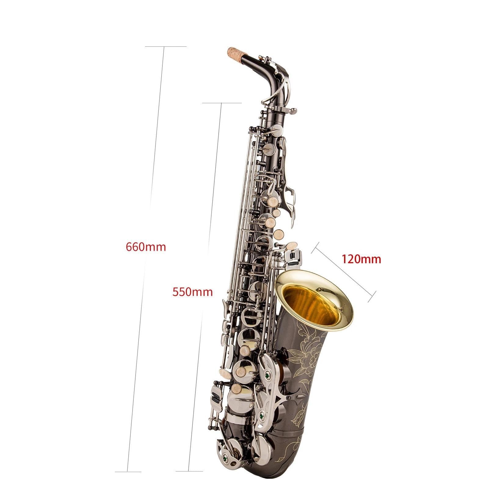 Saksofon Altowy I Tenorowy Czarny Niklowy Ustnik Do Saksofonu Srebrny Klucz Reed Neck Akcesoria Do Instrumentów Muzycznych profesjonalny Saksofon (Color : Alto saxophone)