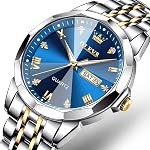 OLEVS Montres pour les hommes de luxe analogique Casual en acier inoxydable couple Hommes Montres Diamant Big Face Business Classique Simple Imperméable Montres de robe pour les Hommes de mode Hommes Montre Quartz Wrist Hommes avec la date