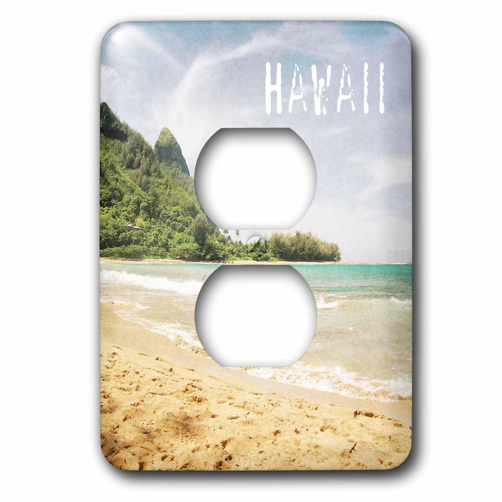 Cache-prise 2 prises imprimé paysage de mer Hawaii pour rénovation et personnalisation murale