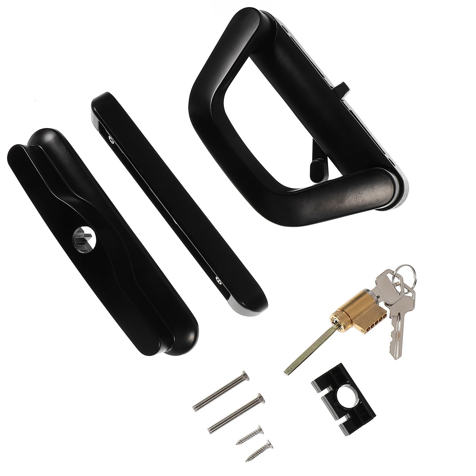 TOPBATHY Loquet de Porte Vitrée en Alliage de Zinc Noir, Serrure Unilatérale Simple à Utiliser et Facile à Installer pour Balcon et Chambres