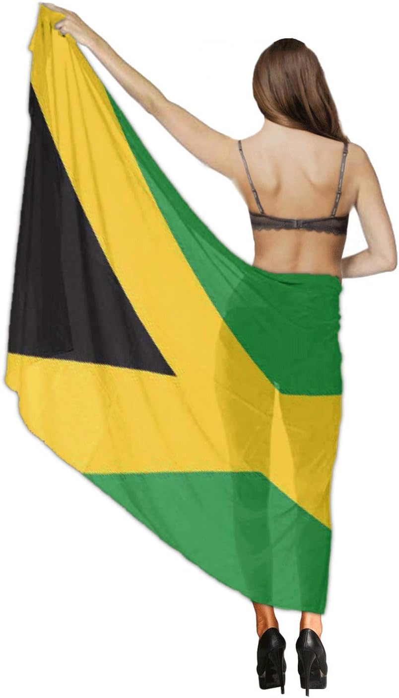 womens Swimwear Cover up Beach Sarong Wrap Jamaican Flag Scarf - Image 2