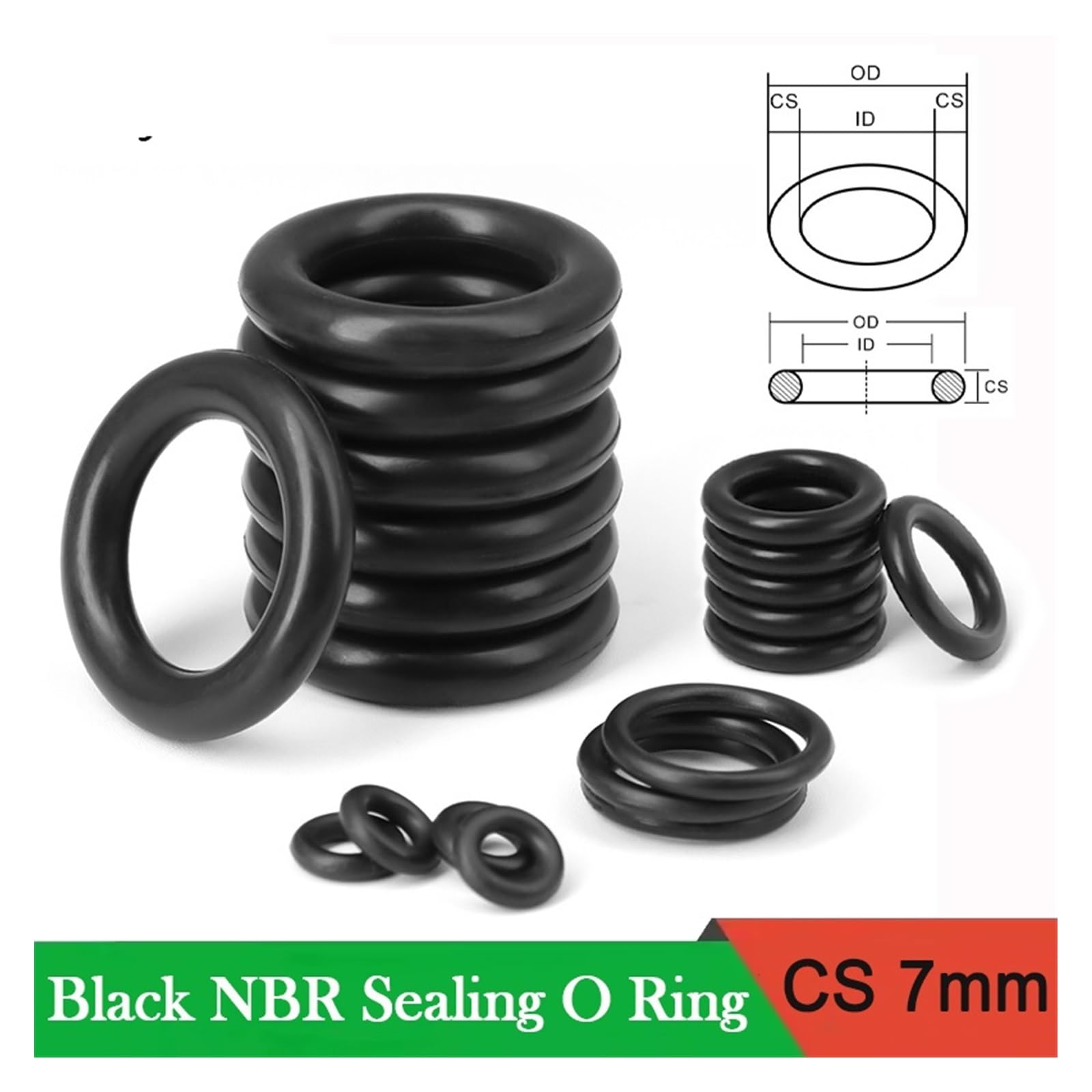 juntas tóricas, Paquete de 5 juntas tóricas NBR negras 7mm CS OD 74-304mm arandela junta sellado resistencia al aceite(Od 272mm Id 258mm)