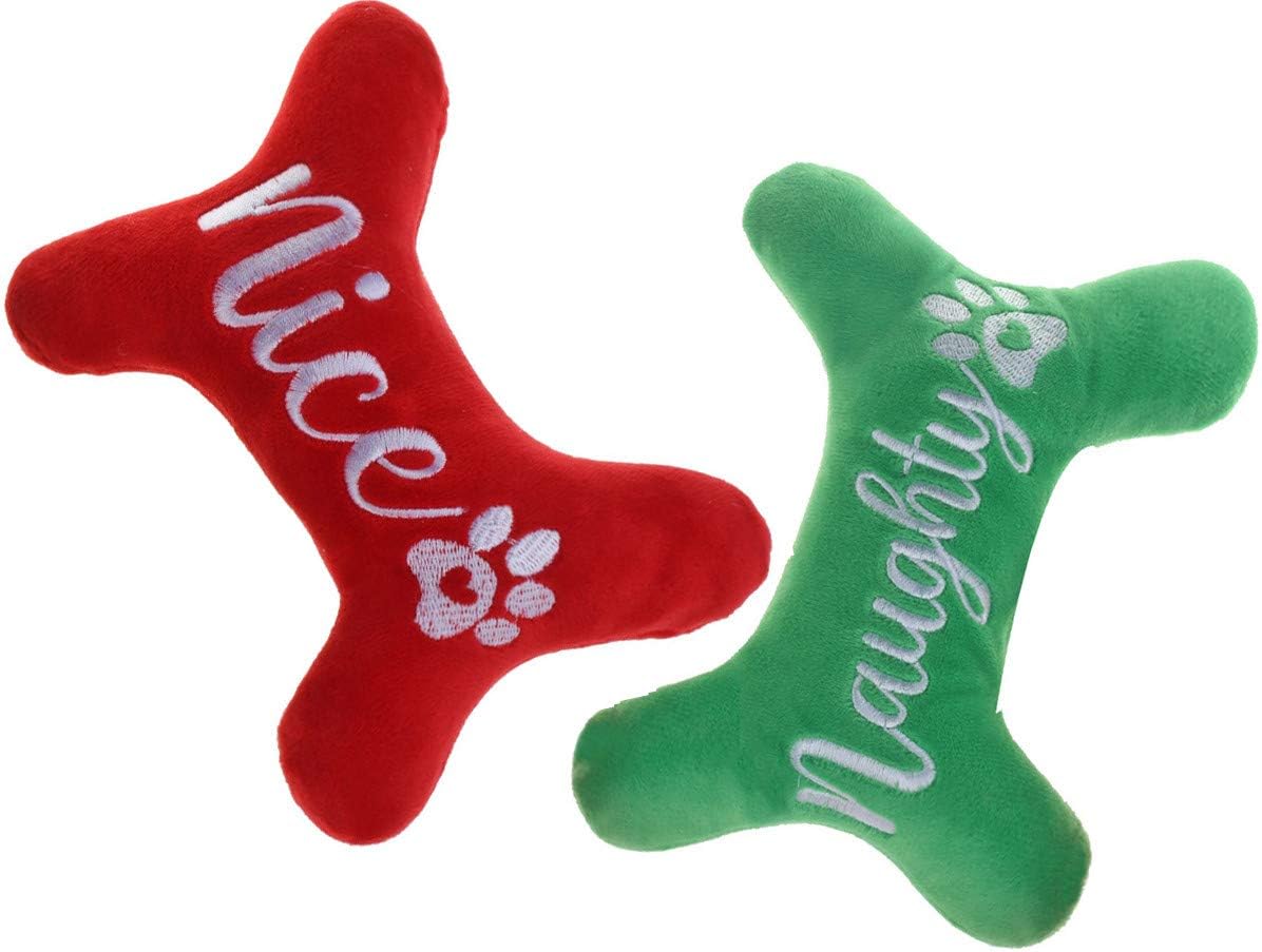 Plush Dog Squeaky Bone Toy Set for Small Dogs, Pet Gifts for Christmas