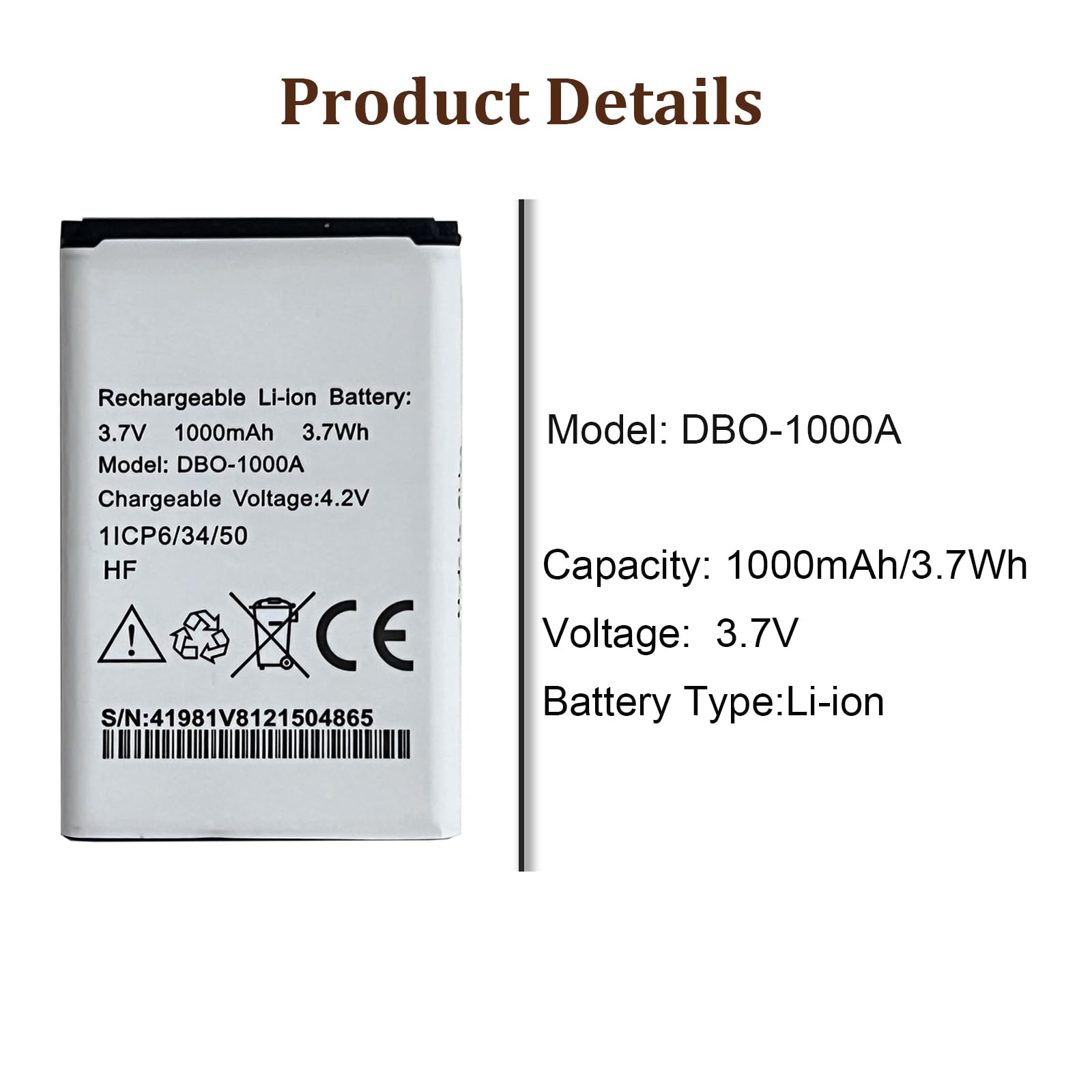 Batterie D'origine DBO-1000A pour Doro 2404, 1370, 5860, 6040, 6060, 6820, 6880