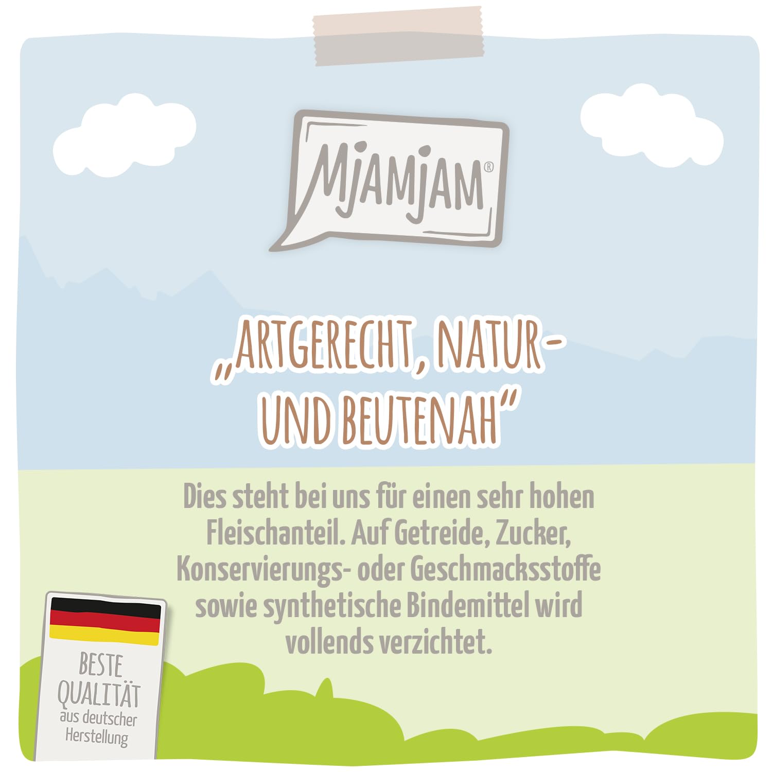 MjAMjAM - Premium Nassfutter für Hunde - vorzüglicher Strauß an fruchtigem Apfel, 6er Pack (6 x 800g), getreidefrei mit extra viel Fleisch